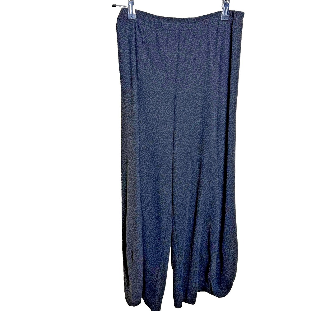 Alembika Leopard Pull On Punto Pants Black Gray Womens 2 or 8-10 Lagenlook